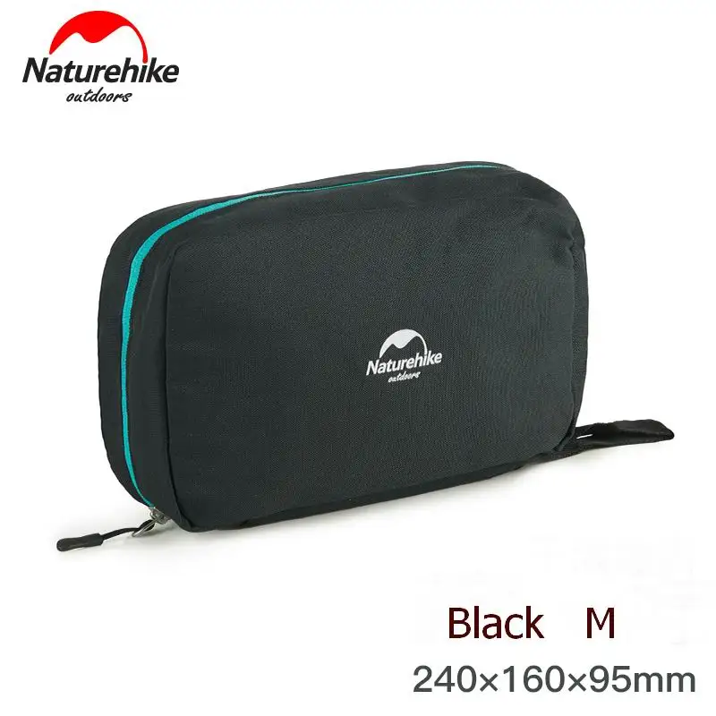 black M Naturehike сумка для туалетных принадлежностей, сортировка, косметичка, комбинированная, сухая, влажная, водонепроницаемая, моющая сумка, набор для туалетных принадлежностей, органайзер для путешествий, кемпинга, макияж, s m - Цвет: black M