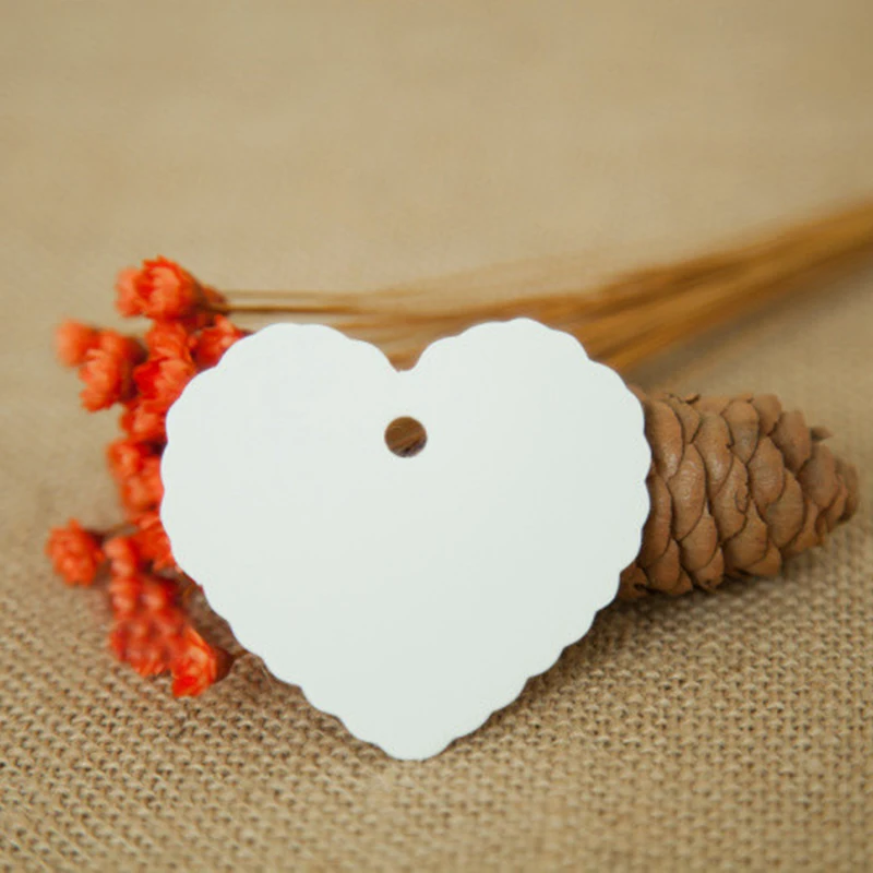 50 шт./лот новые пустые волнистые края в форме сердца крафт-бумага карточки