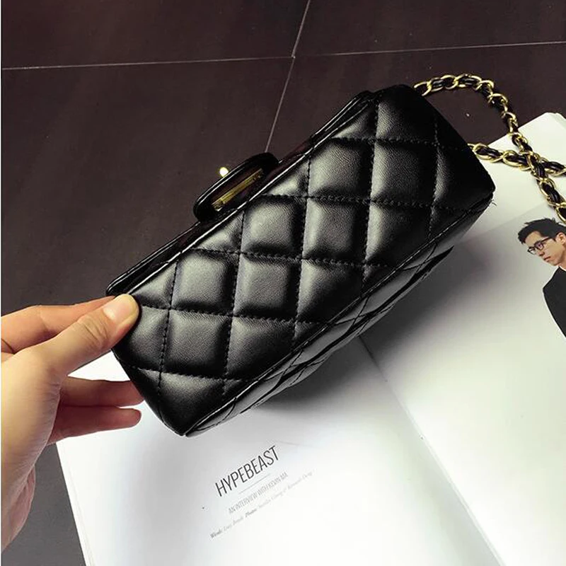 

PU Leather Women Plaid Shoulder Bag Chain Messenger Bag Big Famous Brand Designer Classic Fashion Female Handbag Cross Body Bag