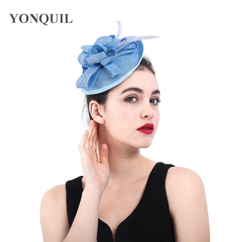 Женский фасцинатор Light blue Bridal из искусственного синамая для мероприятий и свадебной церемонии, на Кентукки Дерби, церковную свадьбу, на вечеринку и скачки.