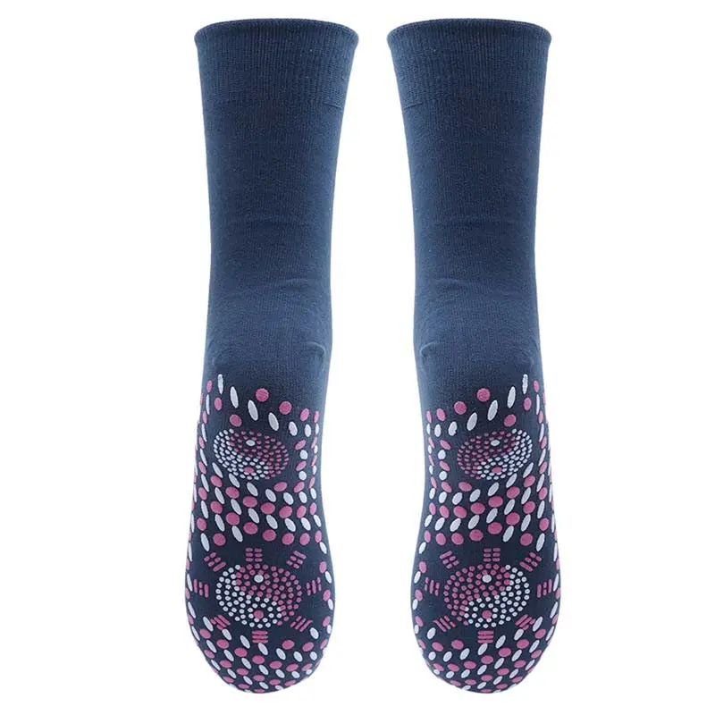 Navy blue 4 цвета, женские и мужские турмалиновые Самонагревающиеся Носки, теплые удобные носки для холодной ноги, теплые носки унисекс для зимы - Цвет: Navy blue