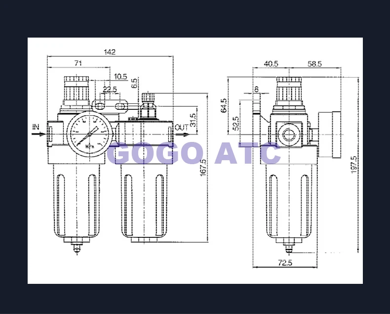 Газовый процессор, масляный водоотделитель, две части, BFC2000/3000/4000, фильтр, регулирующий давление, редукционный клапан