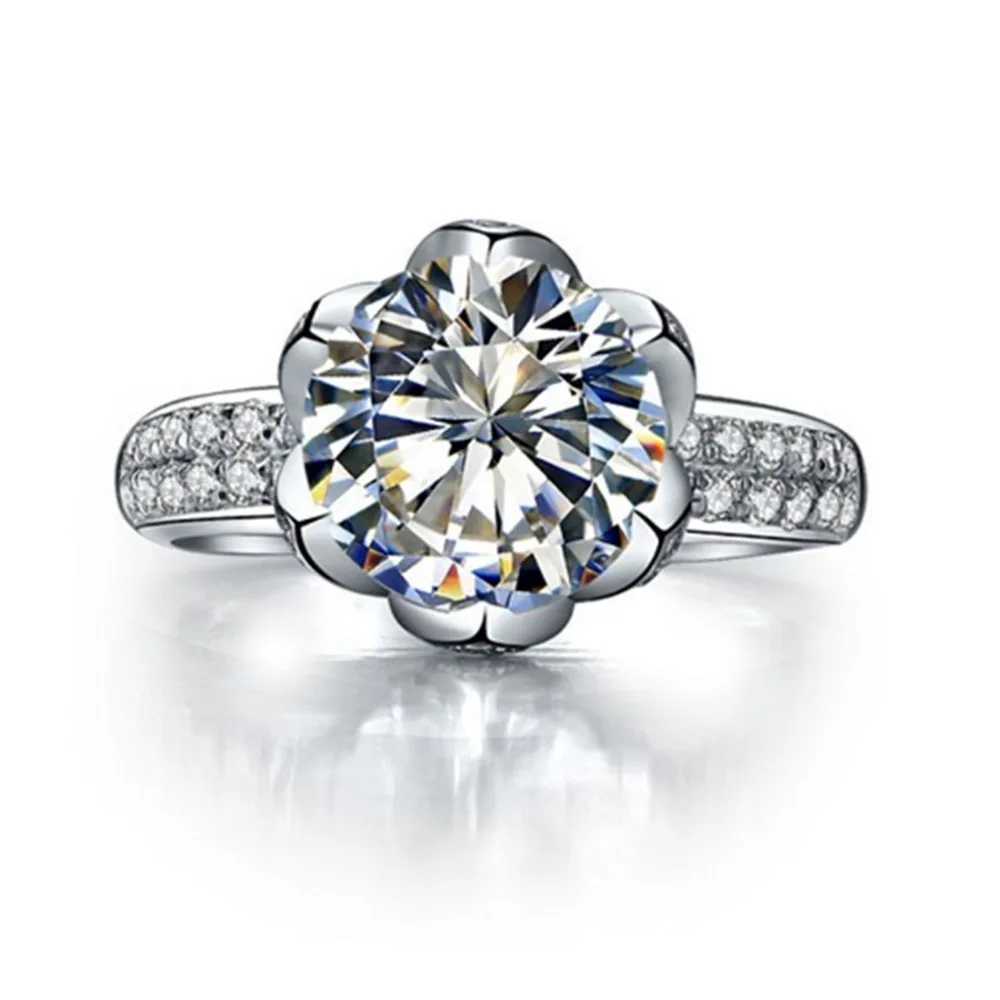 Винтажное дизайнерское кольцо Lotus отличное круглое с 3 каратами NSCD синтетическое