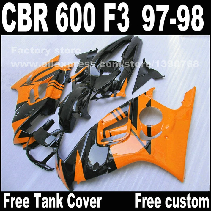 Мотоциклетные детали для HONDA CBR 600 F3 Обтекатели 1997 1998 CBR600 97 98 черный оранжевый