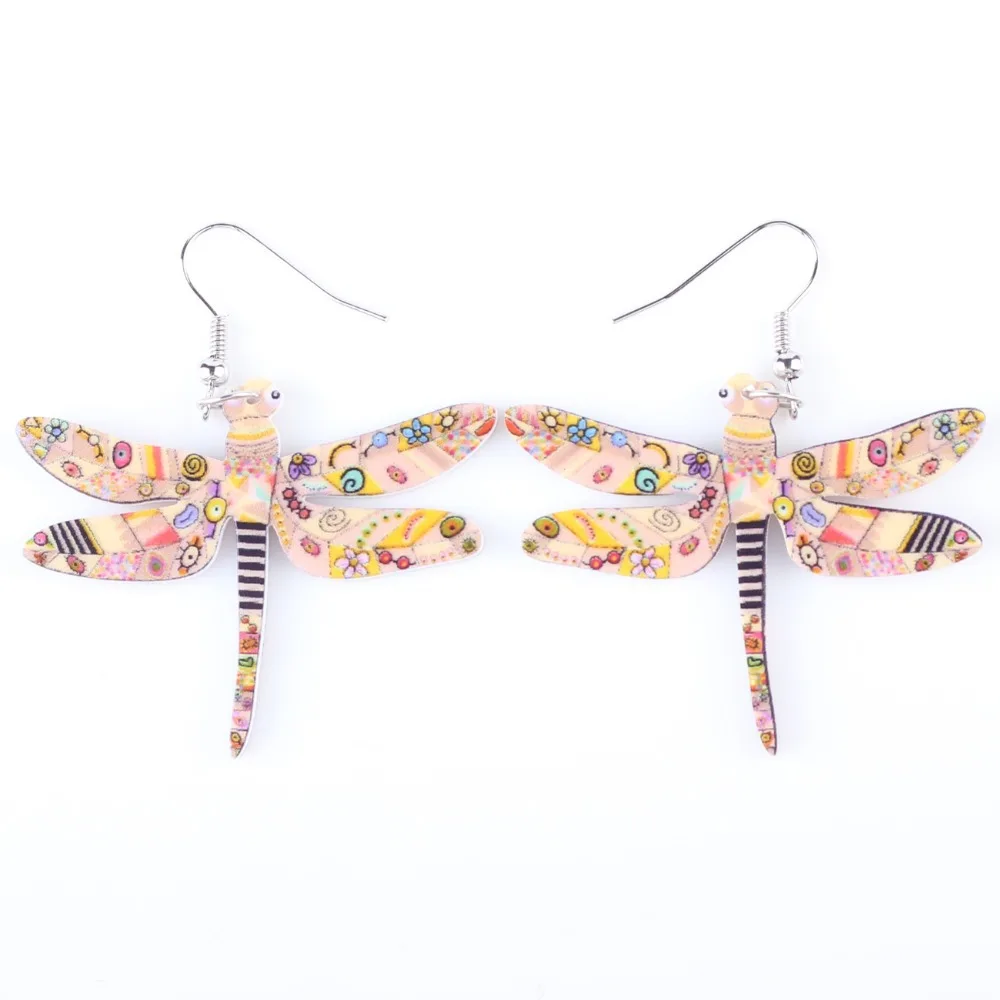 Женские акриловые серьги со стрекозой милые длинные с мультяшным рисунком