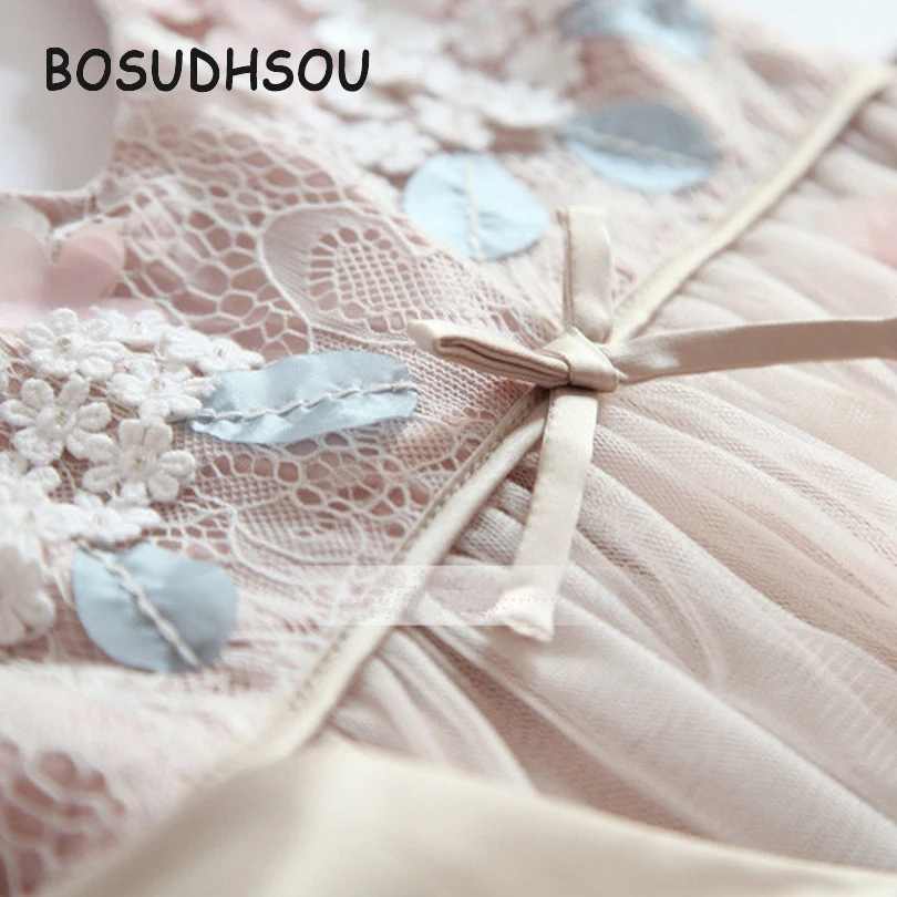 Bosudhsou Baby Girls Princess Sleeveless Braces Children Clothing Kids One-piece Dress Chiffon Floral Wedding YL-79 | Детская одежда и