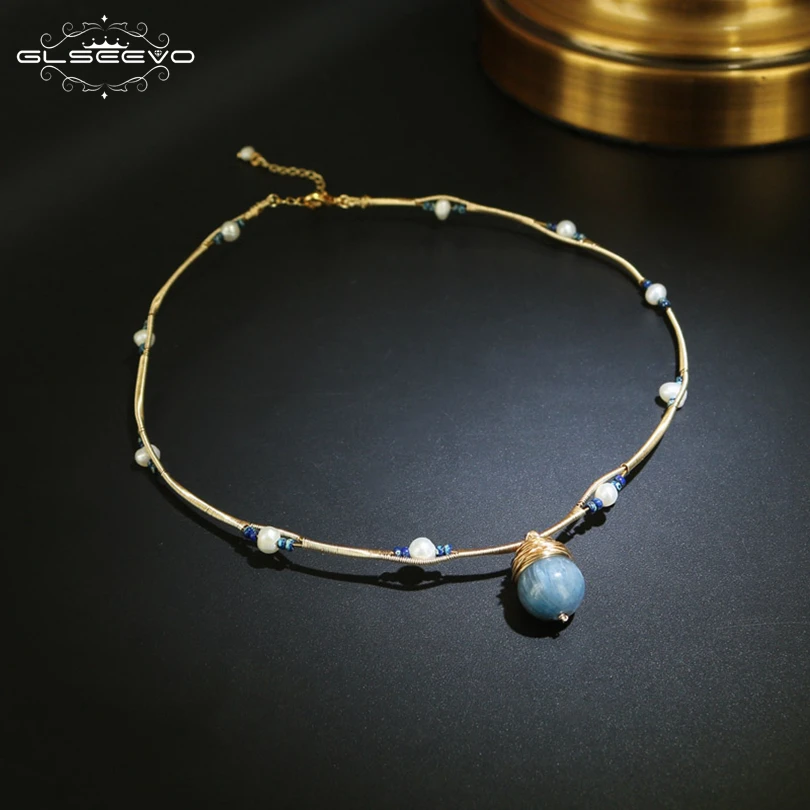 GLSEEVO Natural Fresh Water Baroque Pearl Flower Pendant Necklace For Women Luxury Fine Jewellery Bijoux Collares Collane GN0065 | Украшения