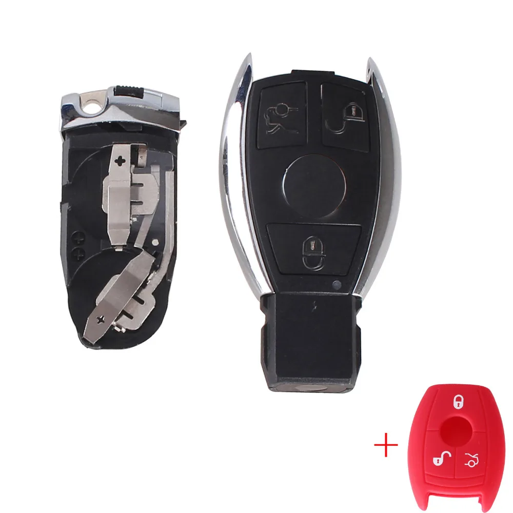 Dandkey силиконовый чехол 3 кнопки для mercedes benz smart key fob удаленной оболочки Chrome S SL ML SLK