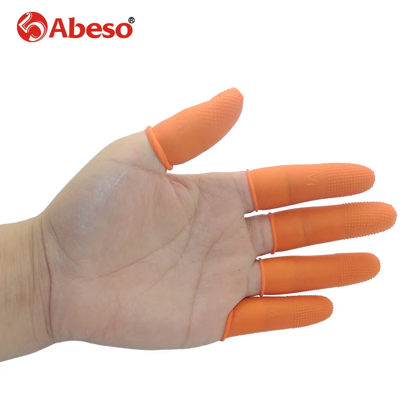100/300PCs ABESO antiskid durable antislip latex oranger finger cots for counting cleaning Electronic A7216 | Безопасность и