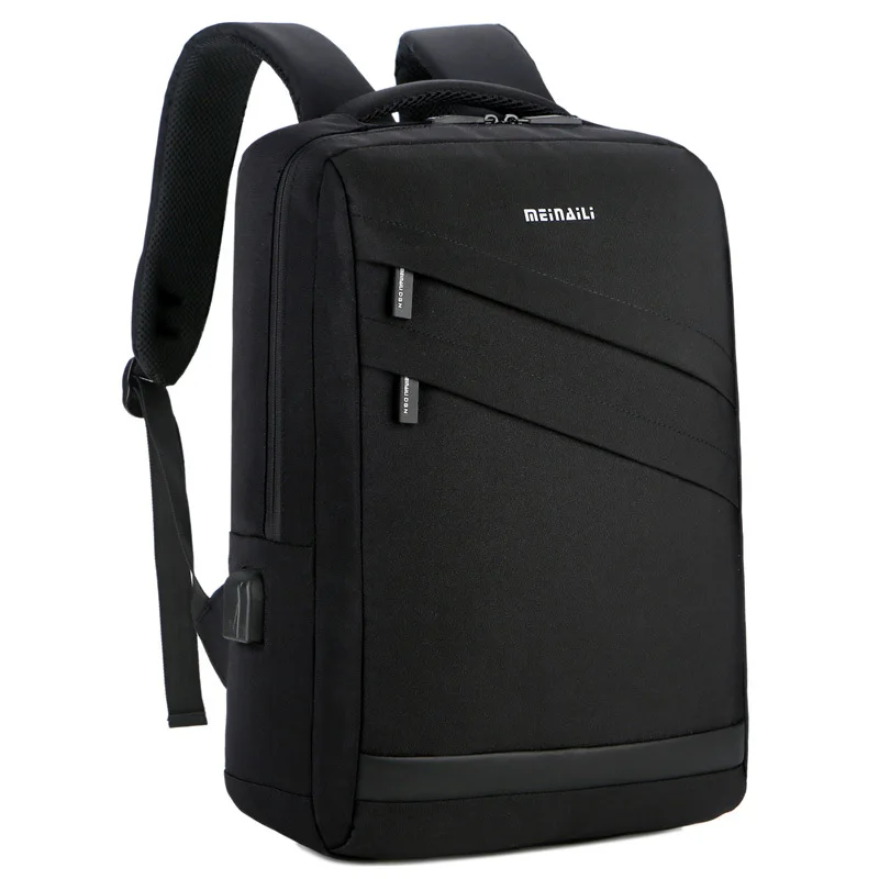 Black Backpack Бизнес рюкзак для ноутбука 14 15,6 дюймов модный мужской рюкзак для путешествий Многофункциональный нейлоновый Школьный черный рюкзак для подростков - Цвет: Black Backpack