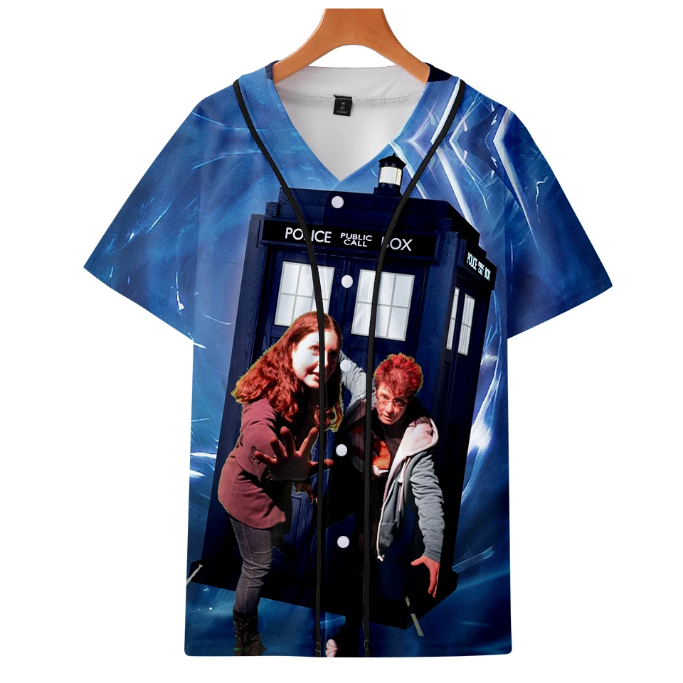 Летние бейсбольные рубашки с 3D принтом Doctor Who модная повседневная Уличная одежда