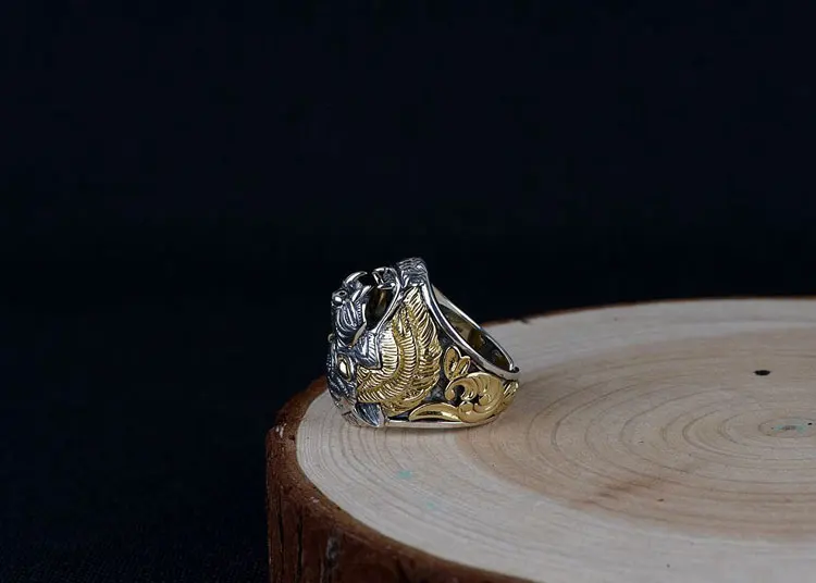 FNJ Панк животных Тигр кольцо серебро 925 Anillos Новая мода S925 стерлингов Серебряные кольца для Для мужчин ювелирные изделия Регулируемая Размеры bague