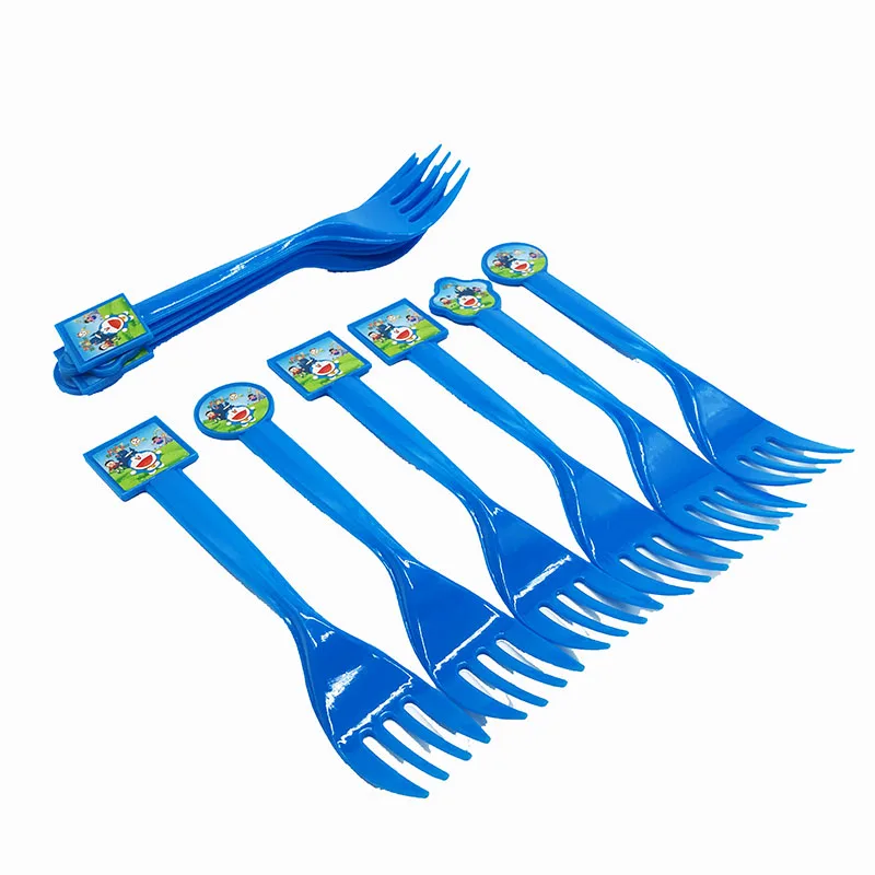 10pcs forks Doraemon тема одноразовые тарелки чашки Doraemon украшения для тематических вечеринок коробки конфет выдув баннеры Doraemon одноразовые тарелки - Цвет: 10pcs forks