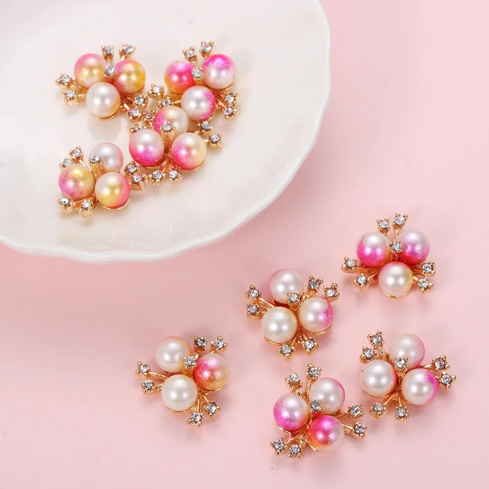 10 шт./компл. Стразы в виде пчелы/цветка пуговицы с жемчугом свадебное украшение