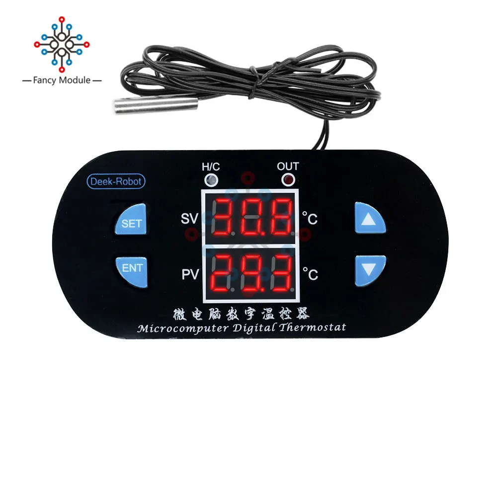 DK-W1308 AC 110V 220 V/DC 12V 10A двойной светодиодный цифровой термостат контроллер температуры трансформатор NTC термистор Датчик Зонд 10K - Цвет: Temp Controller