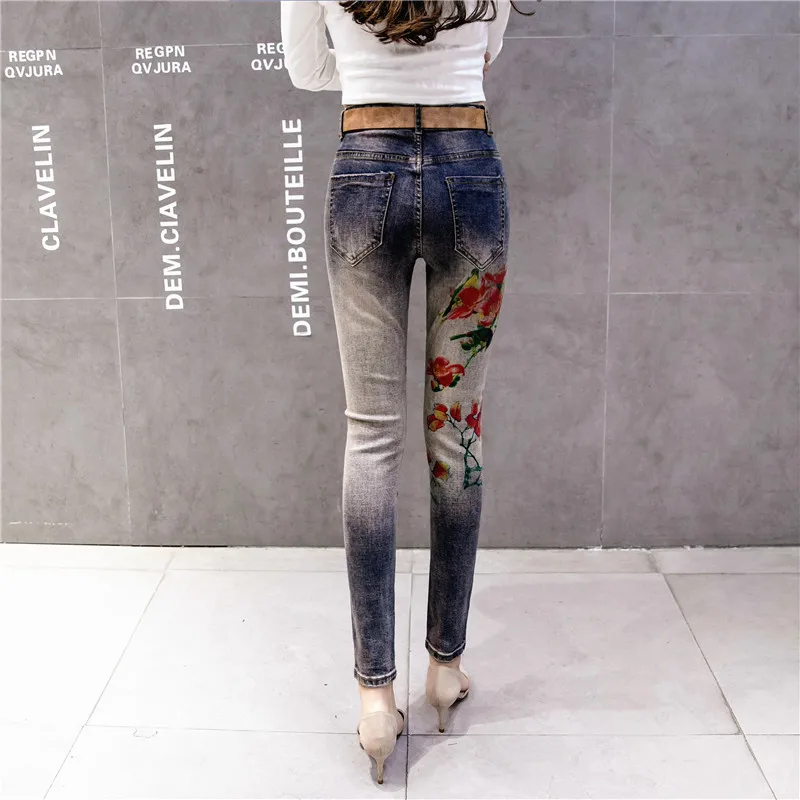 Джинсы для женщин узкие эластичные джинсы большого размера женские раскрашенные