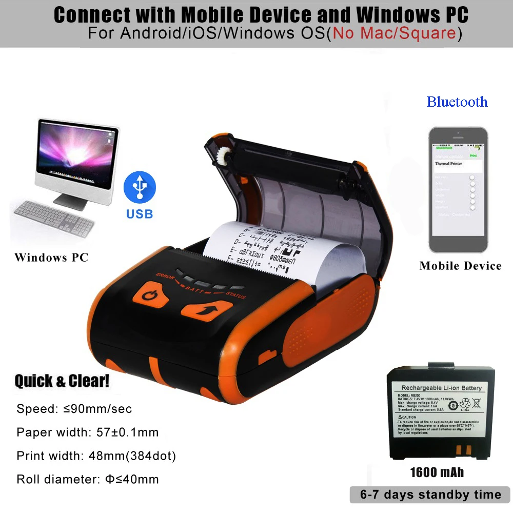 ISSYZONEPOS 58 мм Bluetooth Android iOS мобильный термопринтер Мини чековый штрих-код Логотип заказ принтер Wifi USB Loyverse