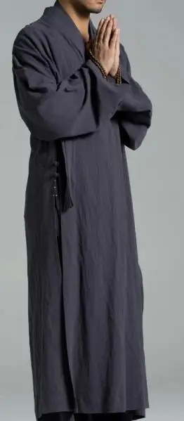 Длинный халат унисекс для лета и весны из хлопка льна abbotmonk shaolin кунг-фу