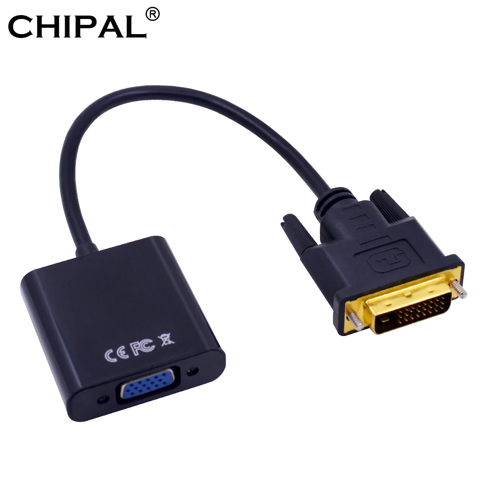 CHIPAL 10 шт. Full HD 1080P DVI-D to VGA адаптер 25Pin мужчина к 15Pin Женский кабель конвертер для