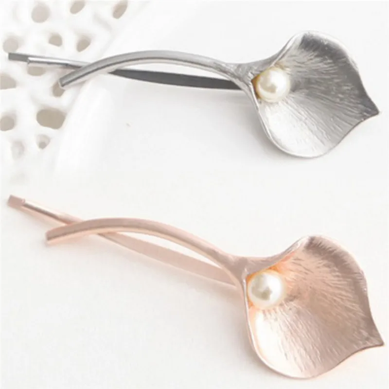 2 шт./компл. женские заколки для волос с металлическим листом и жемчугом красивые