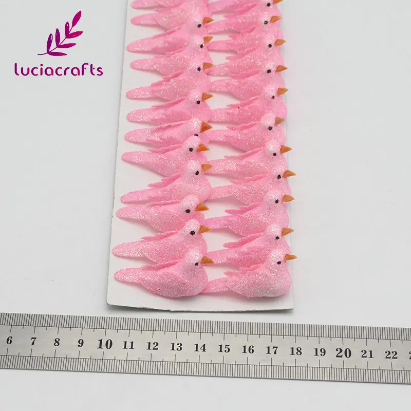 Lucia crafts, 12 шт./лот, 2*4 см, смешанные цвета, пена, искусственные хроматические птицы, свадьба, Рождественская елка, сделай сам, украшение H0454