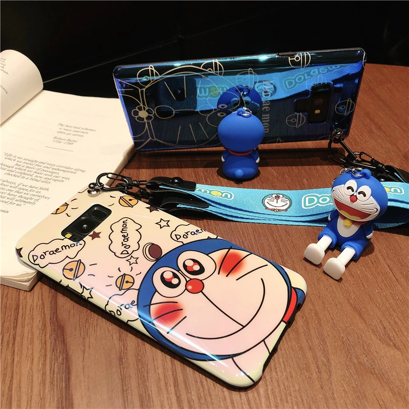 Милый чехол Sam S10 plus, мягкая задняя крышка Doraemon для samsung Galaxy S8 S8plus S9 plus Note9 note8+ игрушка+ длинный ремешок
