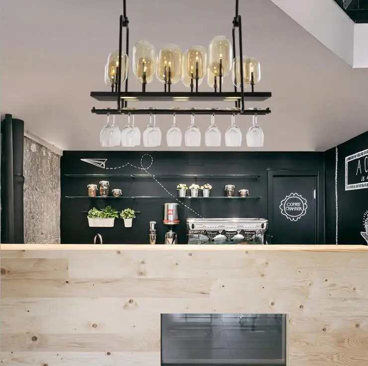 Скандинавский пост современный ресторан люстра прямоугольная подвесная бокал