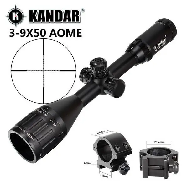 KANDAR 3-9x50 AOE Mil-dot Сетка RifleScope блокировка, сброс полный размер Охотничья винтовка прицел тактический оптический прицел