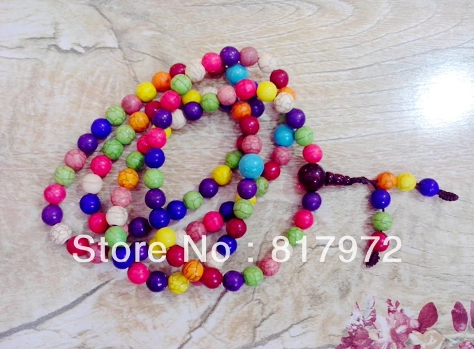 8 мм Бисер Сияющий красочный камень howlite 108 счастливый будда бусина Молитва Мала