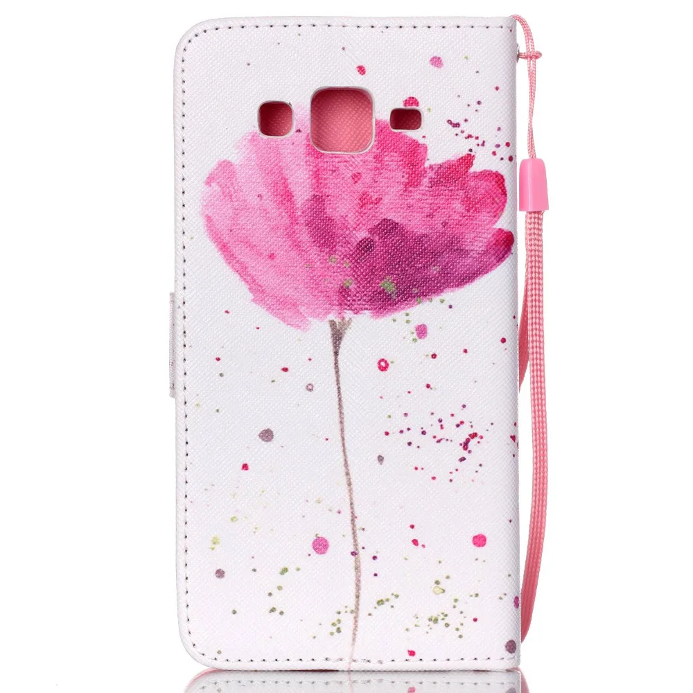 Цветок/Череп Дизайн Кожа Стенд чехол кошелек флип для Samsung Galaxy Grand Prime G530 g5308 Coque