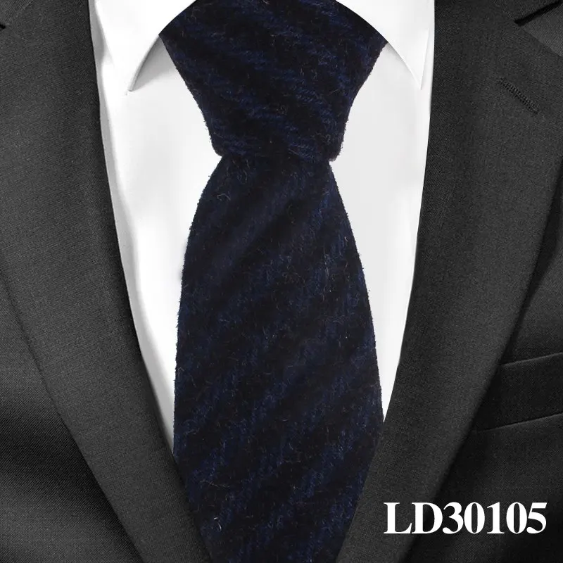 LD30105 Новые шерстяные узкие галстуки, шерстяной галстук для мужчин, костюмы для мужчин, клетчатый полосатый галстук для шеи, галстуки для бизнеса, 7 см ширина, галстуки для жениха - Цвет: LD30105