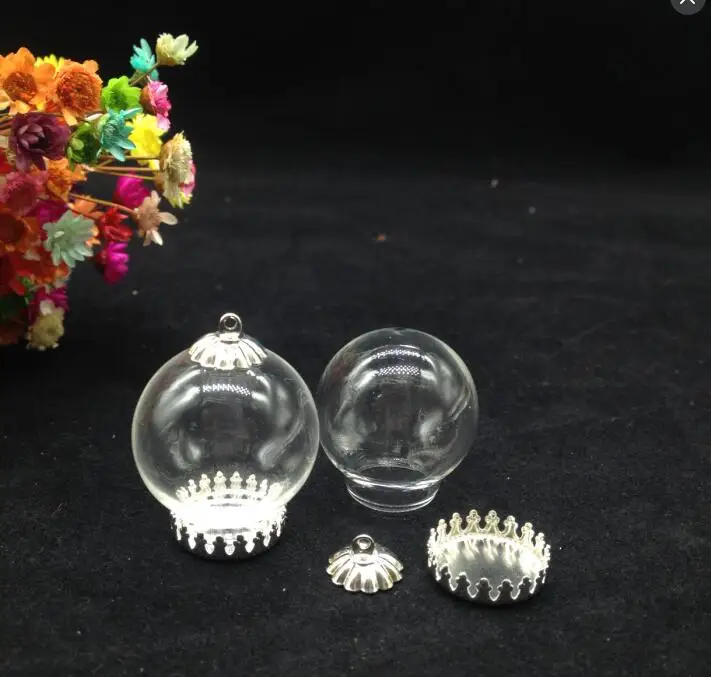 5 шт. стеклянные пузырьки 25*15 мм с металлической крышкой и ожерелье 70 см |