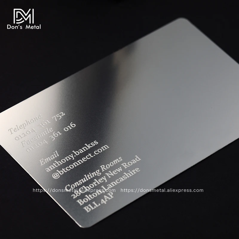 Personalizing concave convex cutout  quality stainless steel business metal card Metal business card metal membership card desig