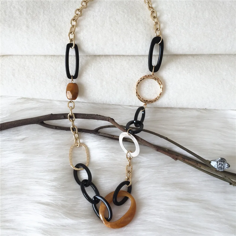 FASHION JEWELRY CASUAL GOLD COLOR PLATING CIRCLE LINKED LONG NECKLACE FOR WOMEN | Украшения и аксессуары