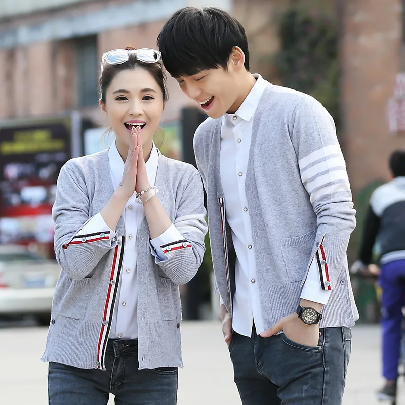 Hot Sale Long Sleeve Spring Autumn Lover Couple Wool Sweaters TB Style Brand New Women Men Knitted Cardigan Sweater Fashion Top |