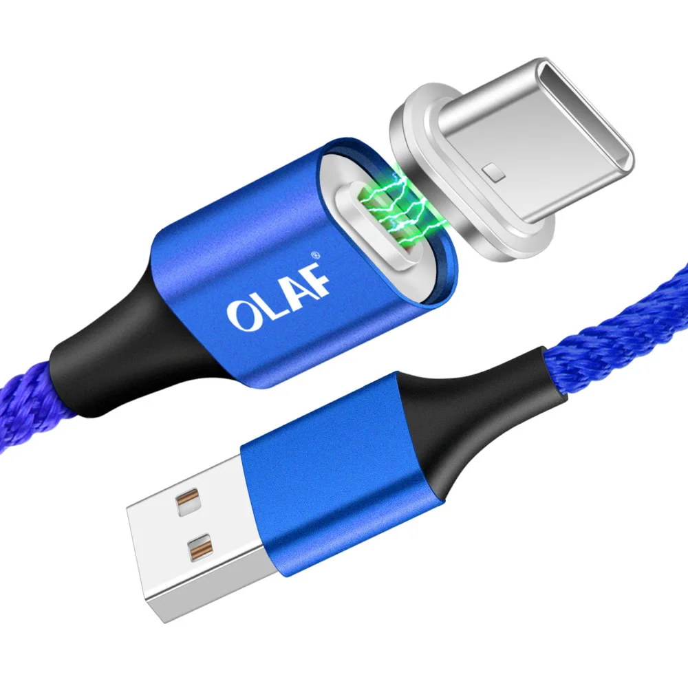 Магнитный кабель OLAF type C 1 м светодиодный usb-кабель C для зарядного устройства samsung huawei P20 Pro Магнитный кабель type-c для зарядки Xiaomi MIX 2 S