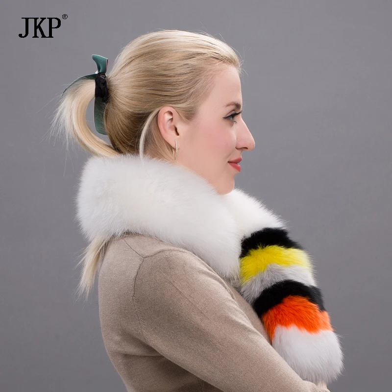 2018 зимний женский меховой воротник из 100% натурального Лисьего меха теплый шарф |