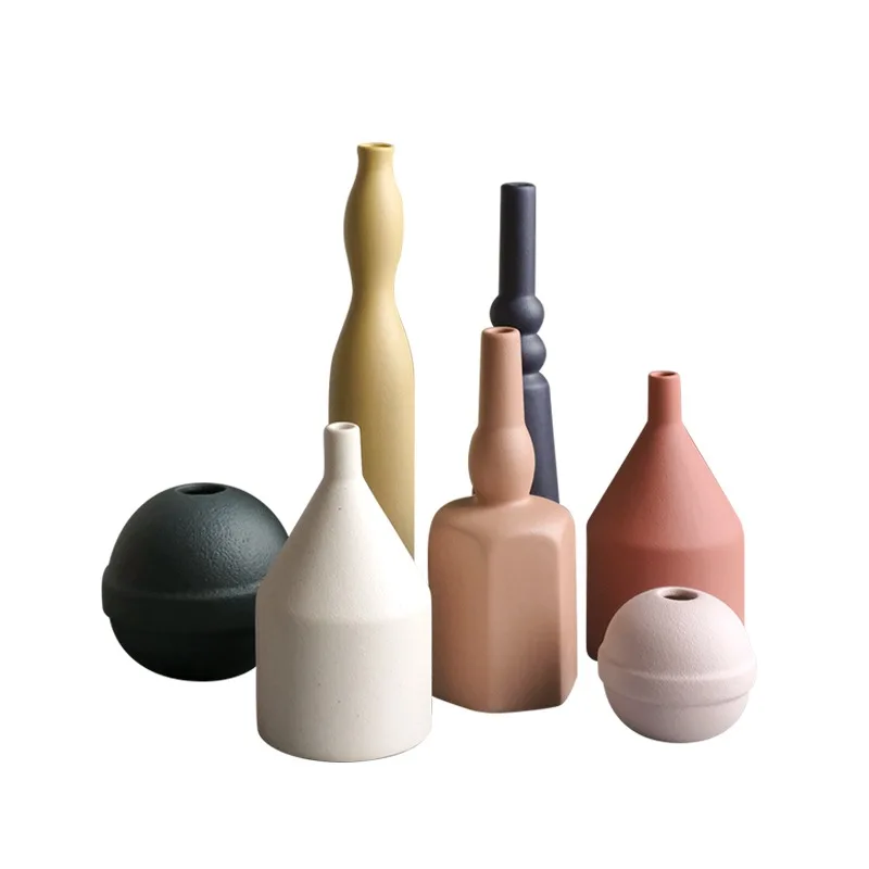 Простая Скандинавская керамическая ваза матовая твердая Morandi цветная зеленая