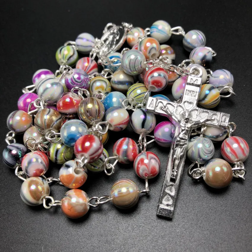 Католические Четки жемчужные бусины подвеска с крестом Иисуса ожерелье