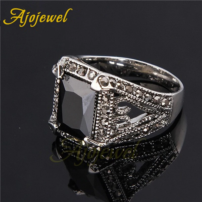 Ajojewel Размер 7-10 фиолетовый черный кубический цирконий античное Кольцо женское квадратное мужское кольцо с камнем винтажное ювелирное изделие
