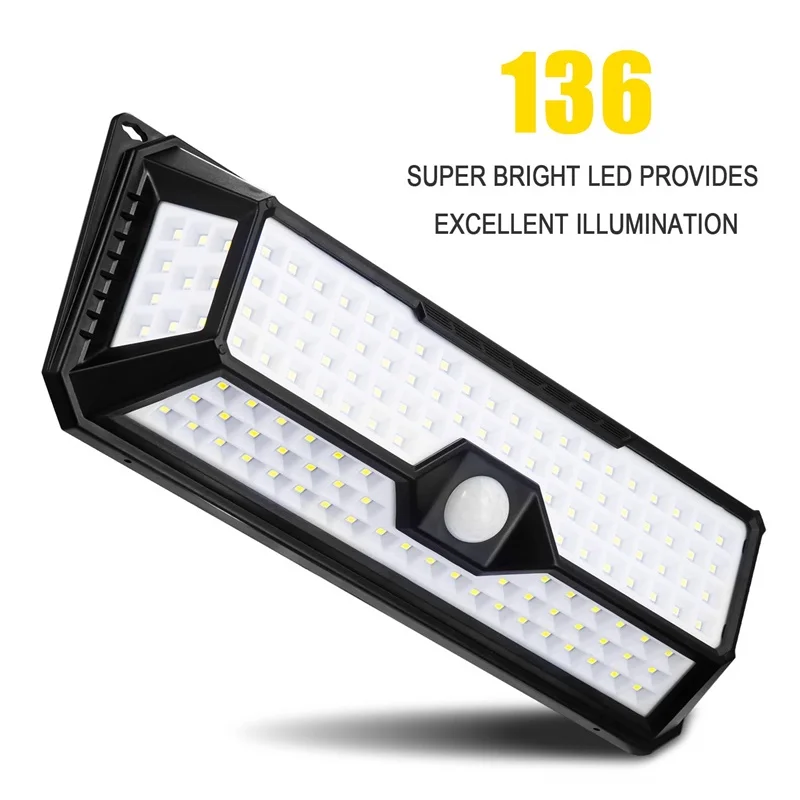 Солнечный 136 LED новый свет IP65 Водонепроницаемый Садовый наружный Led Para внешний PIR