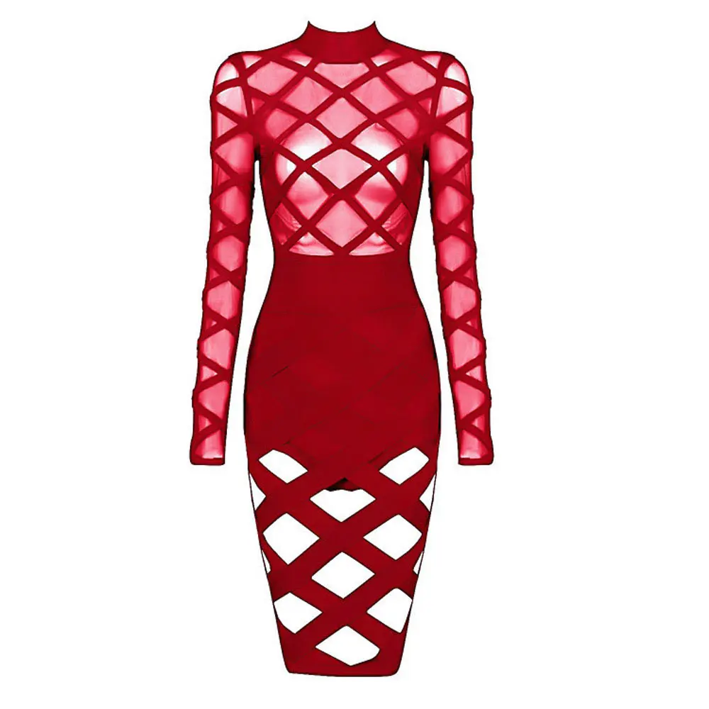 Высокое качество желтый с длинным рукавом сетки выдалбливают 2 шт вискоза ночной