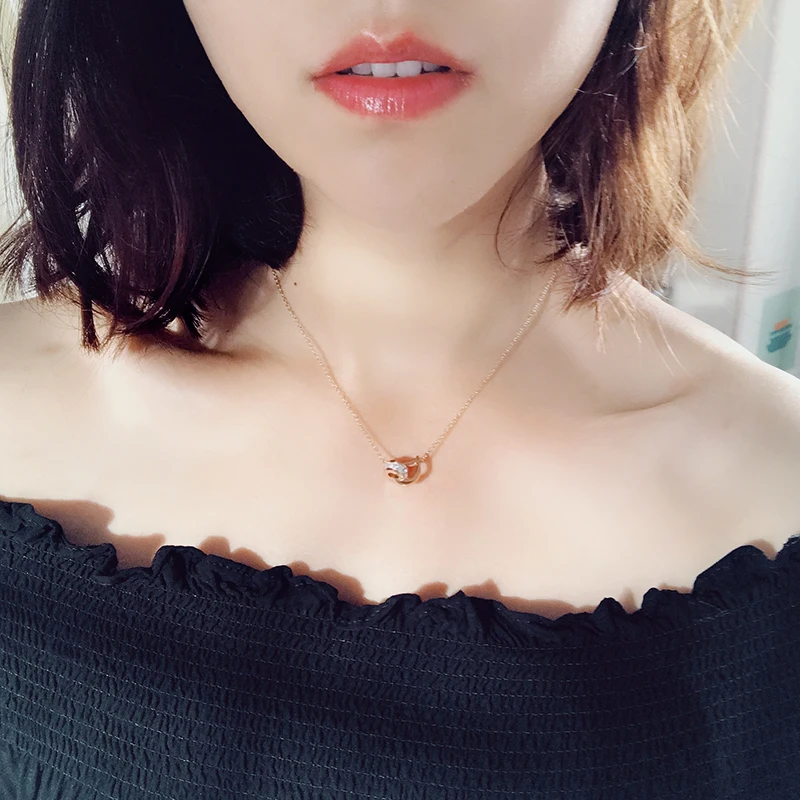 Ожерелье с подвеской YUN RUO из титановой стали D буквами розовое золото 2018|Ожерелья