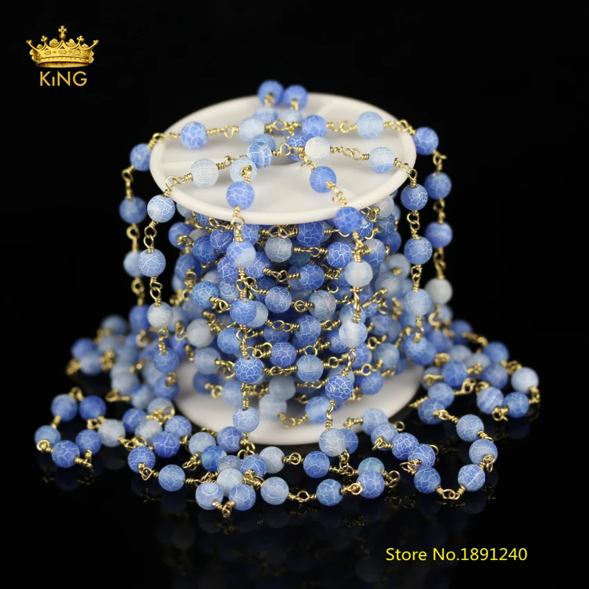 5 метров 6 мм модные цепи Агаты бусины проволочные матовые Матовые Круглые