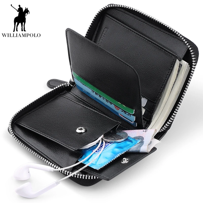 Williampolo из натуральной кожи Для мужчин молния небольшой кошельки человек короткие