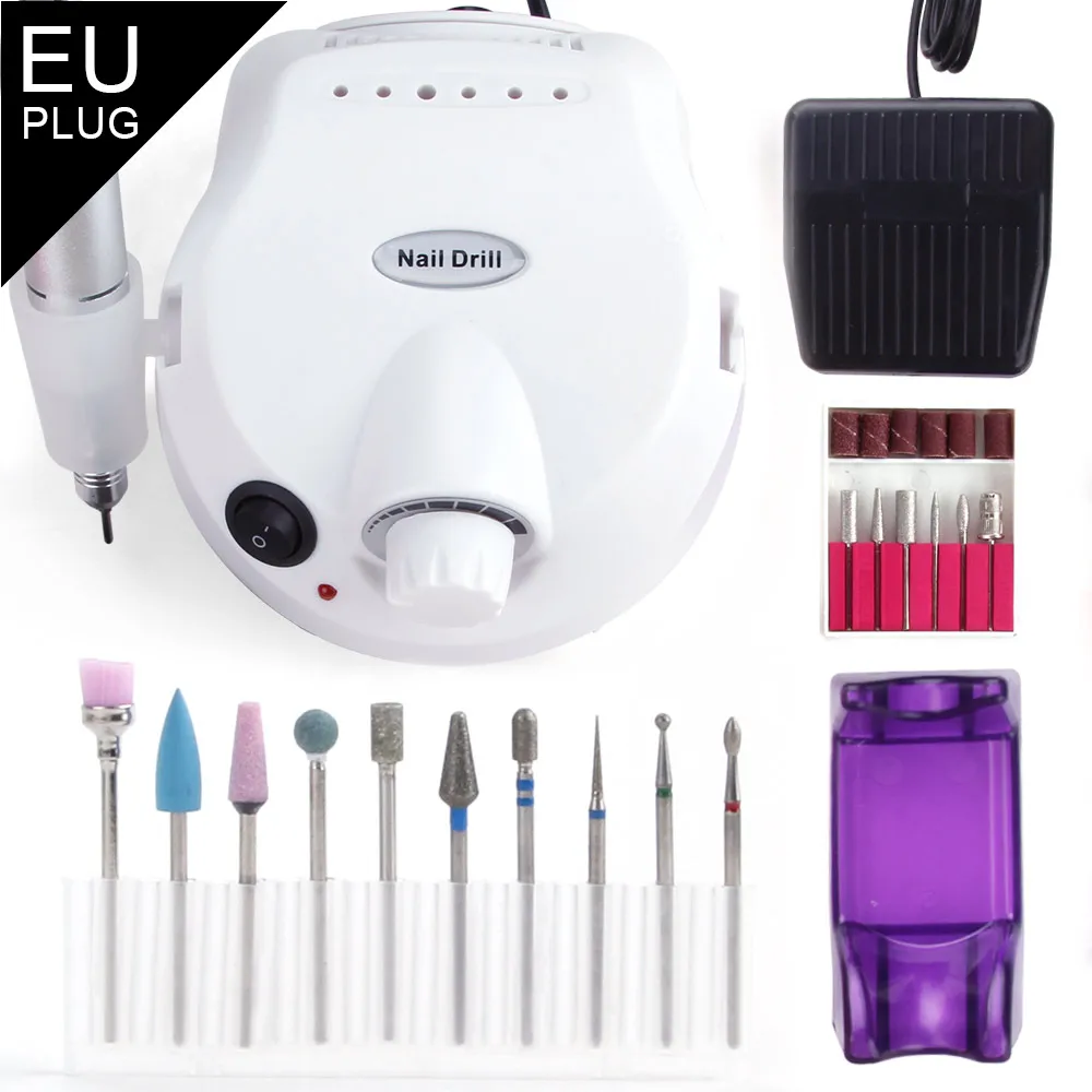 WH Set 4 EU Plug Фрезерный станок аппарат для электрической дрели для ногтей маникюр поворот заусенцев Фрезер Вольфрамовая Силиконовая Форма Маникюр с полировкой инструмент - Цвет: WH Set 4 EU Plug