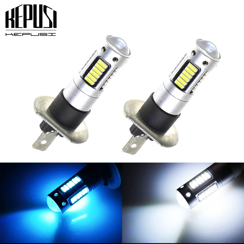 

2PCS H1 Auto LED Fog Lamp LED Car Bulbs 4014 DRL Daytime Running External Lights Day Driving Vehicle White Ice Blue Car styling