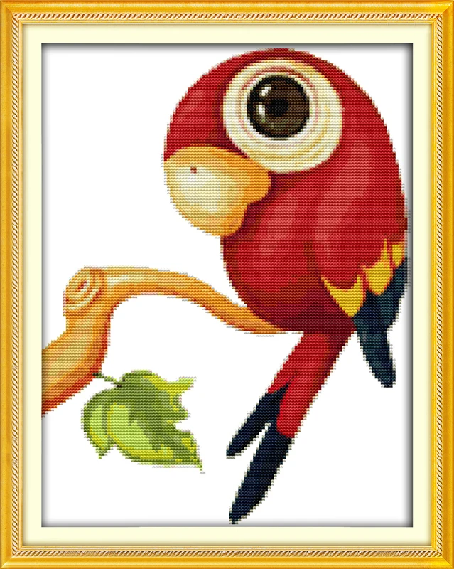 Parrot cartoon animals decor painting counted print on canvas DMC 14CT 11CT Cross Stitch chinese kits Needlework Embroidery Sets | Дом и сад