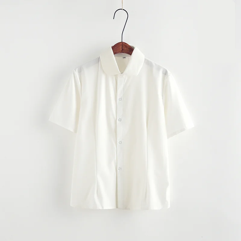 short sleeve shirt Комплект японской школьной формы, женская летняя белая рубашка с коротким рукавом+ черная юбка+ Бант, Корейская школьная форма для девочек - Цвет: short sleeve shirt