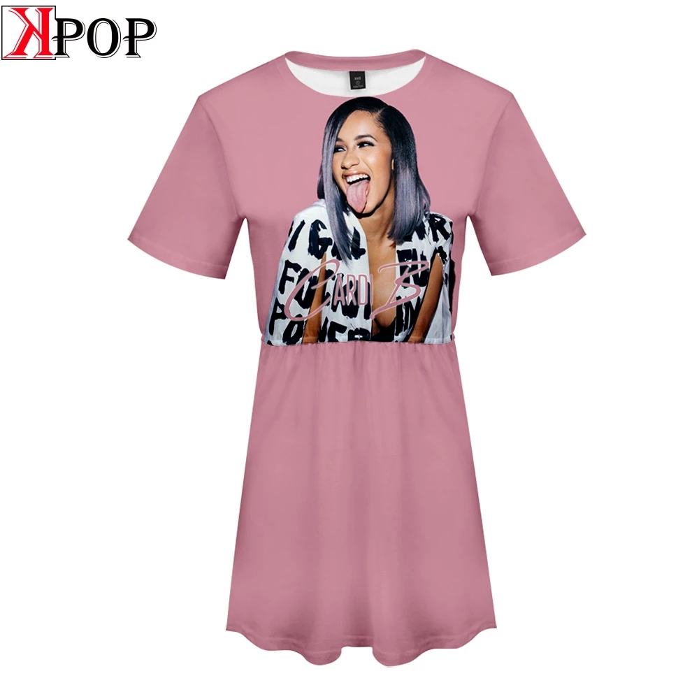 Повседневное летнее платье Cardi B с 3D принтом модное популярное в стиле хип хоп